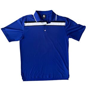 FootJoy Titleist Blue Polo Men Size Large Striped Short Sleeve Shirt